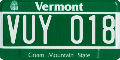 VT license plate VUY018