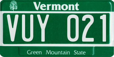 VT license plate VUY021