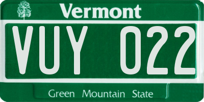 VT license plate VUY022