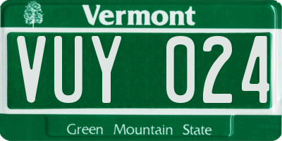 VT license plate VUY024