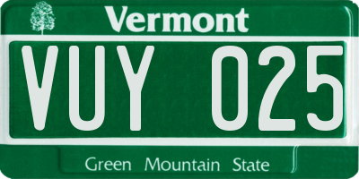 VT license plate VUY025