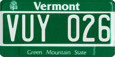 VT license plate VUY026