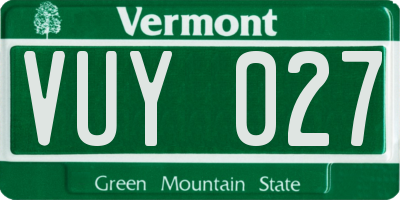 VT license plate VUY027