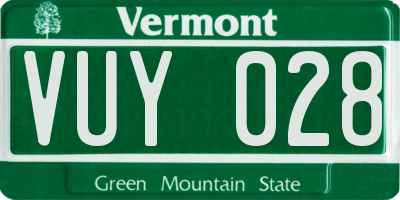 VT license plate VUY028
