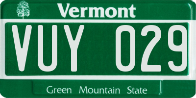 VT license plate VUY029