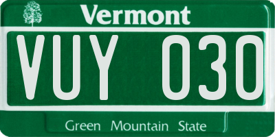 VT license plate VUY030