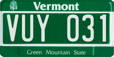 VT license plate VUY031