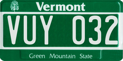 VT license plate VUY032