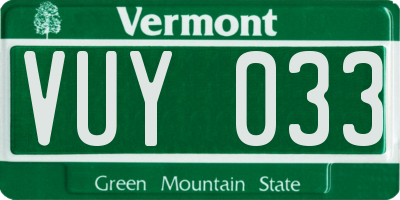 VT license plate VUY033