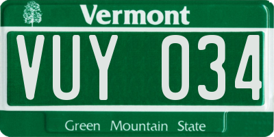VT license plate VUY034