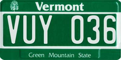 VT license plate VUY036
