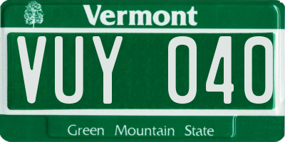 VT license plate VUY040