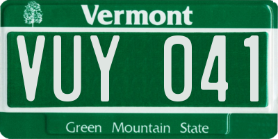 VT license plate VUY041