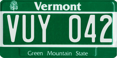VT license plate VUY042