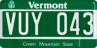 VT license plate VUY043