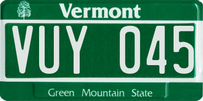 VT license plate VUY045