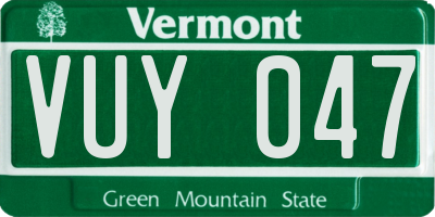 VT license plate VUY047
