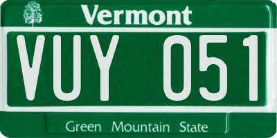 VT license plate VUY051