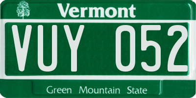VT license plate VUY052