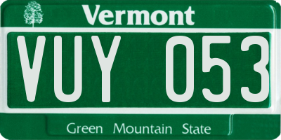 VT license plate VUY053