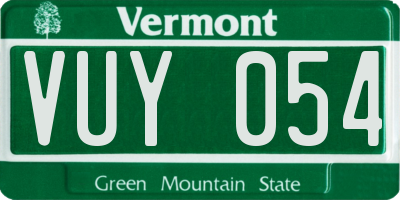VT license plate VUY054