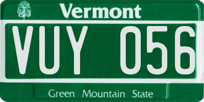 VT license plate VUY056