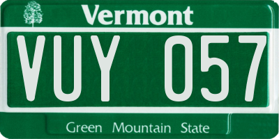VT license plate VUY057