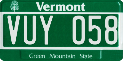 VT license plate VUY058