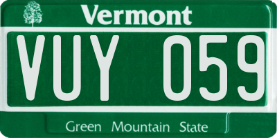 VT license plate VUY059