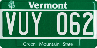 VT license plate VUY062