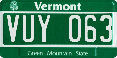 VT license plate VUY063