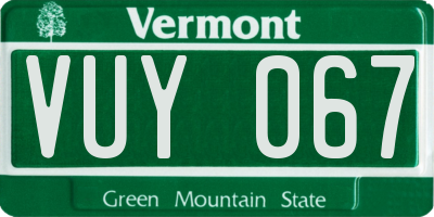 VT license plate VUY067
