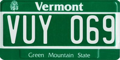 VT license plate VUY069