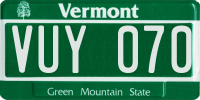 VT license plate VUY070