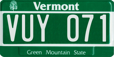 VT license plate VUY071