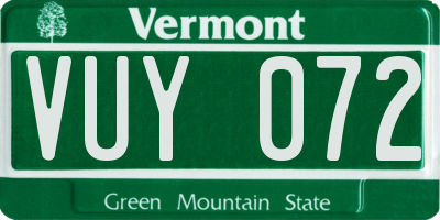 VT license plate VUY072