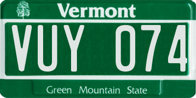 VT license plate VUY074