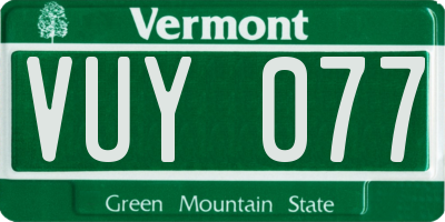 VT license plate VUY077