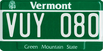 VT license plate VUY080