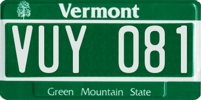 VT license plate VUY081