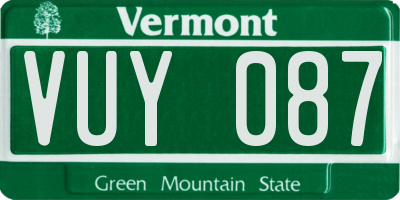 VT license plate VUY087