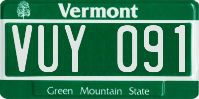 VT license plate VUY091