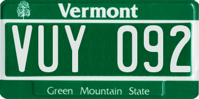 VT license plate VUY092