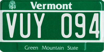 VT license plate VUY094