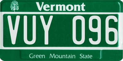 VT license plate VUY096
