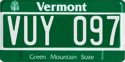 VT license plate VUY097