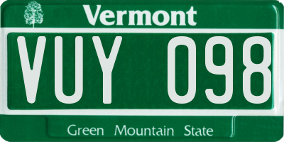 VT license plate VUY098