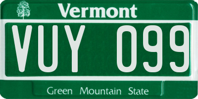 VT license plate VUY099