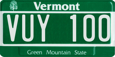 VT license plate VUY100
