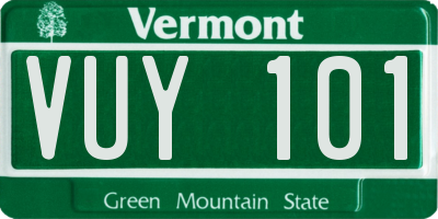 VT license plate VUY101